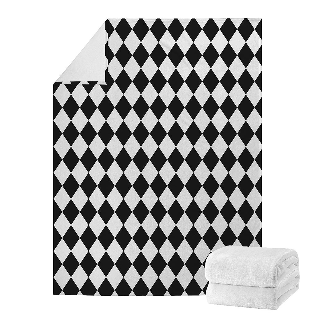 Black And White Harlequin Pattern Print Blanket