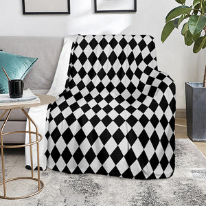 Black And White Harlequin Pattern Print Blanket