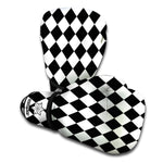 Black And White Harlequin Pattern Print Boxing Gloves