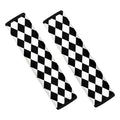 Black And White Harlequin Pattern Print Car Seat Belt Covers