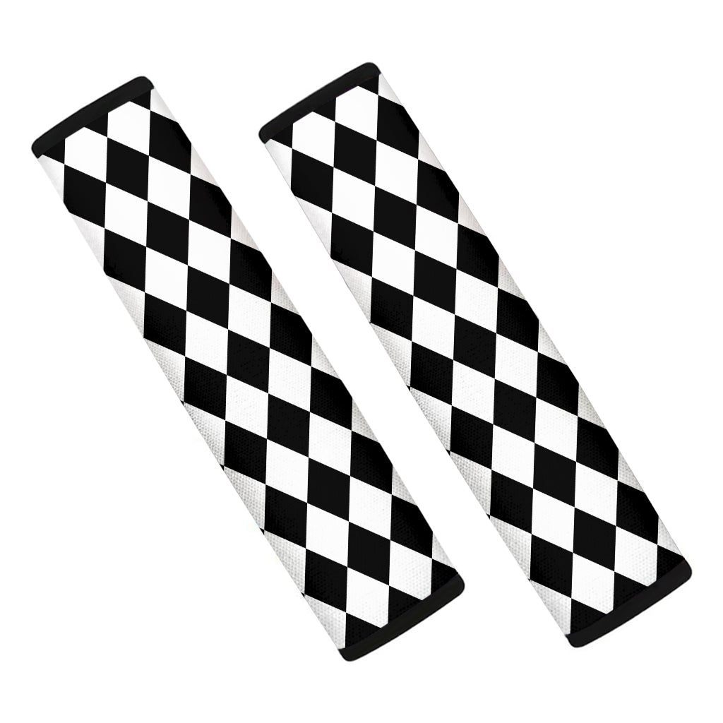 Black And White Harlequin Pattern Print Car Seat Belt Covers