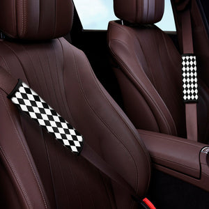 Black And White Harlequin Pattern Print Car Seat Belt Covers