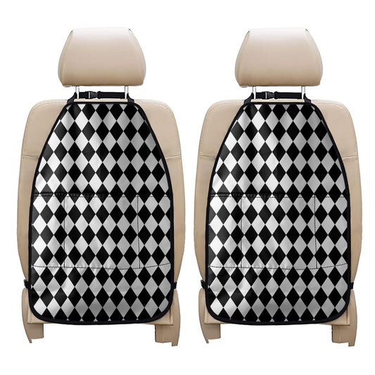 Black And White Harlequin Pattern Print Car Seat Organizers