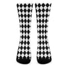 Black And White Harlequin Pattern Print Crew Socks