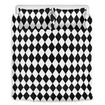 Black And White Harlequin Pattern Print Duvet Cover Bedding Set