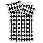Black And White Harlequin Pattern Print Duvet Cover Bedding Set