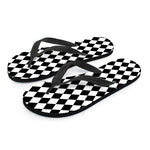 Black And White Harlequin Pattern Print Flip Flops