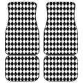 Black And White Harlequin Pattern Print Front and Back Car Floor Mats