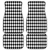 Black And White Harlequin Pattern Print Front and Back Car Floor Mats