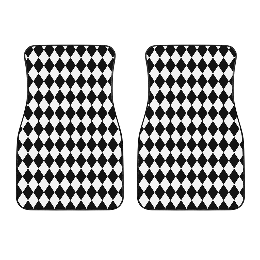 Black And White Harlequin Pattern Print Front Car Floor Mats