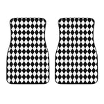 Black And White Harlequin Pattern Print Front Car Floor Mats