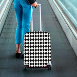 Black And White Harlequin Pattern Print Luggage Cover