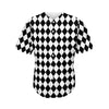 Black And White Harlequin Pattern Print Men's Baseball Jersey