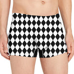 Black And White Harlequin Pattern Print Men's Boxer Briefs