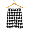 Black And White Harlequin Pattern Print Men's Shorts