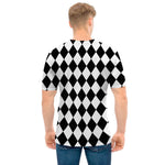 Black And White Harlequin Pattern Print Men's T-Shirt