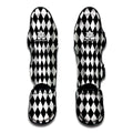 Black And White Harlequin Pattern Print Muay Thai Shin Guards