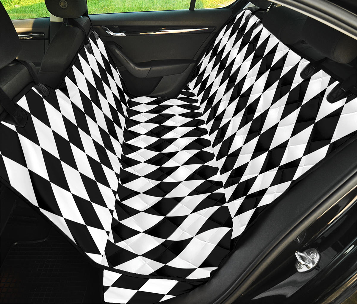 Black And White Harlequin Pattern Print Pet Car Back Seat Cover