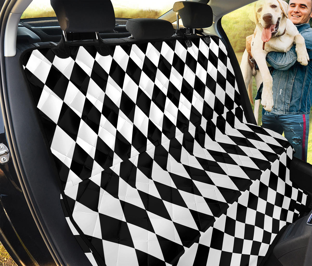 Black And White Harlequin Pattern Print Pet Car Back Seat Cover