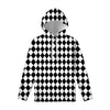 Black And White Harlequin Pattern Print Pullover Hoodie