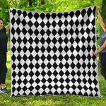 Black And White Harlequin Pattern Print Quilt