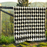 Black And White Harlequin Pattern Print Quilt