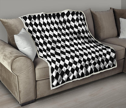 Black And White Harlequin Pattern Print Quilt