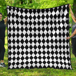 Black And White Harlequin Pattern Print Quilt