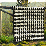 Black And White Harlequin Pattern Print Quilt