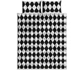 Black And White Harlequin Pattern Print Quilt Bed Set