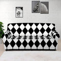 Black And White Harlequin Pattern Print Sofa Cover