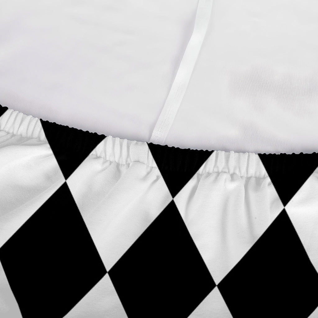 Black And White Harlequin Pattern Print Sofa Cover
