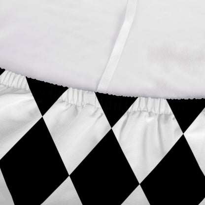 Black And White Harlequin Pattern Print Sofa Cover