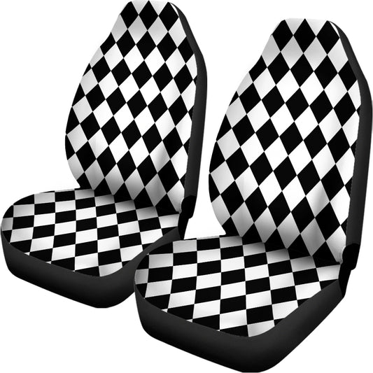 Black And White Harlequin Pattern Print Universal Fit Car Seat Covers