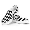 Black And White Harlequin Pattern Print White Slip On Shoes