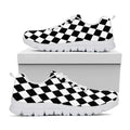 Black And White Harlequin Pattern Print White Running Shoes