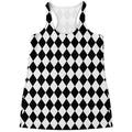 Black And White Harlequin Pattern Print Women's Racerback Tank Top