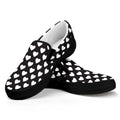 Black And White Heart Pattern Print Black Slip On Sneakers