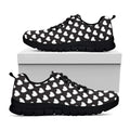 Black And White Heart Pattern Print Black Running Shoes