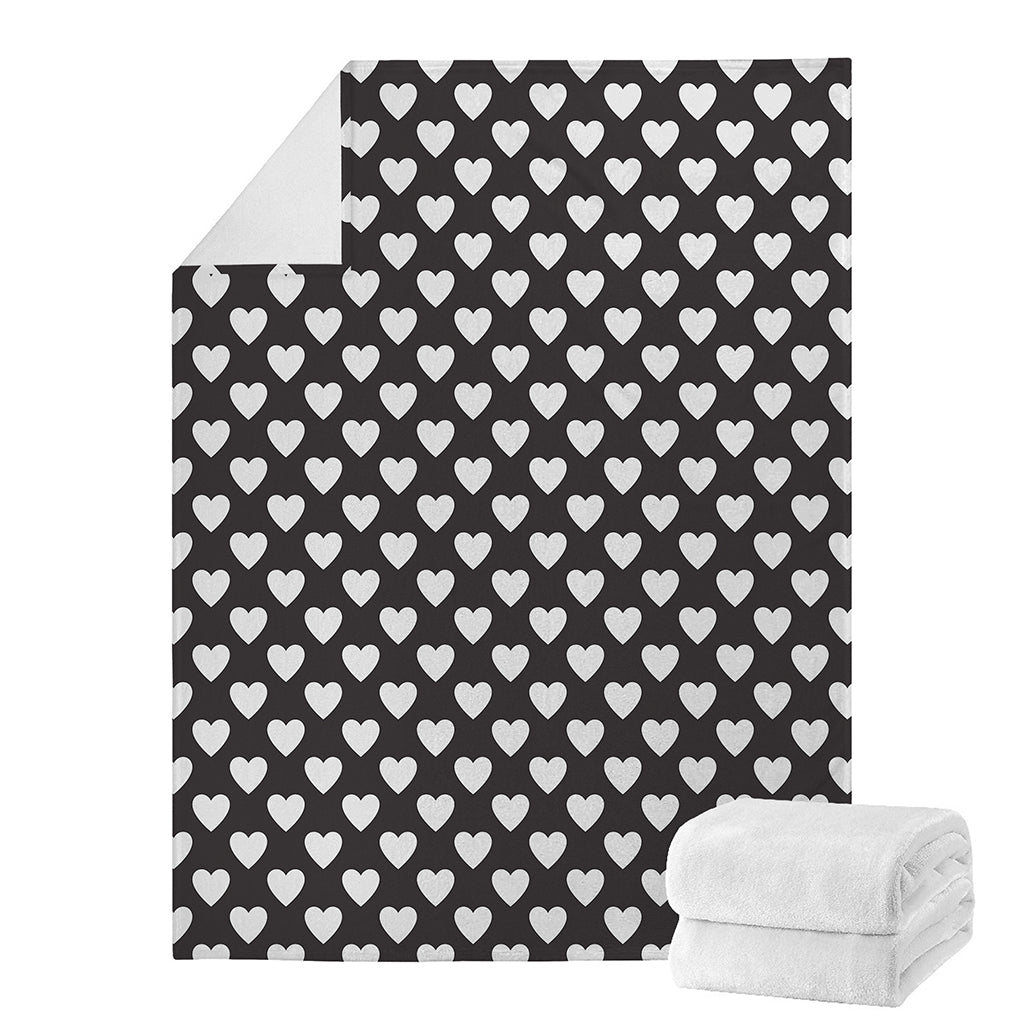 Black And White Heart Pattern Print Blanket