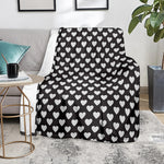 Black And White Heart Pattern Print Blanket