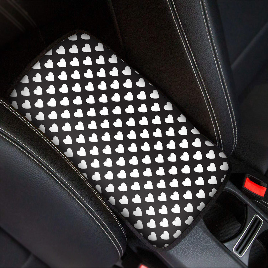 Black And White Heart Pattern Print Car Center Console Cover