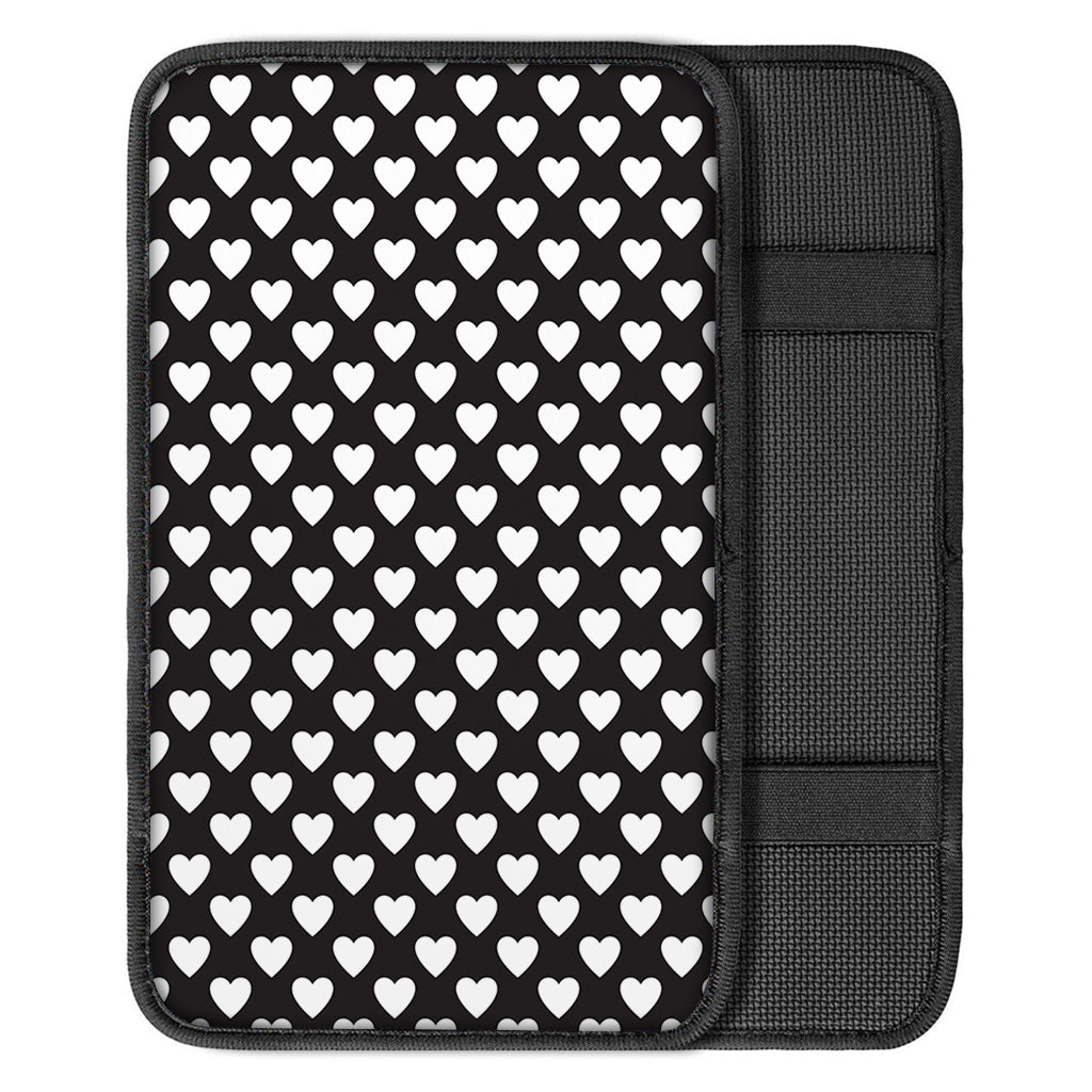 Black And White Heart Pattern Print Car Center Console Cover