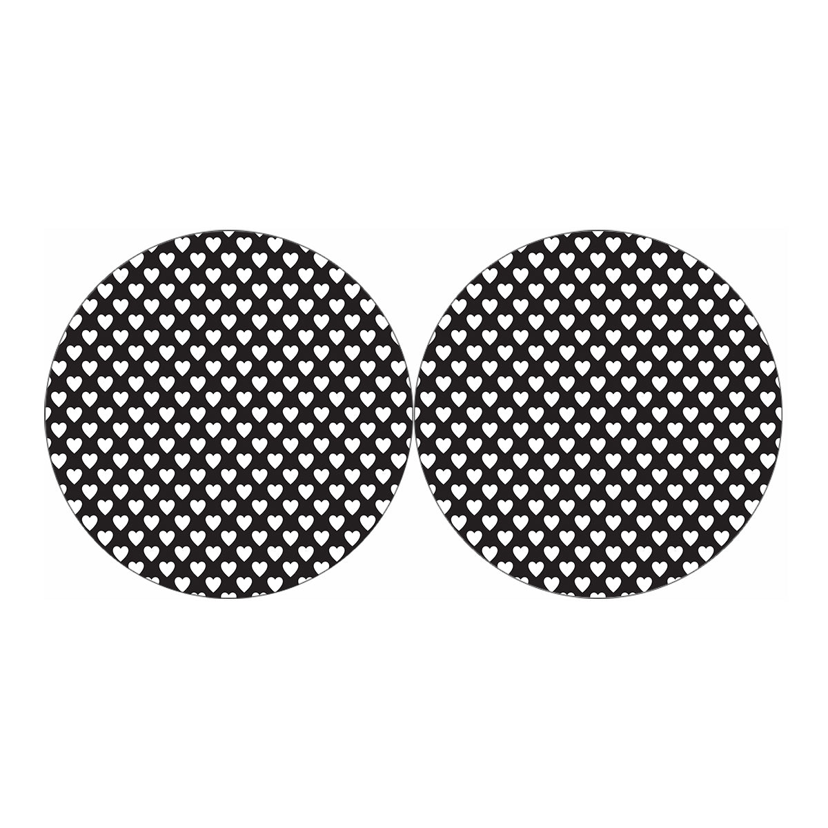 Black And White Heart Pattern Print Car Coasters