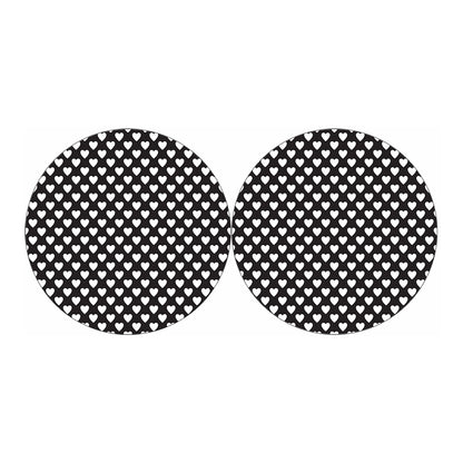 Black And White Heart Pattern Print Car Coasters