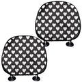 Black And White Heart Pattern Print Car Headrest Covers