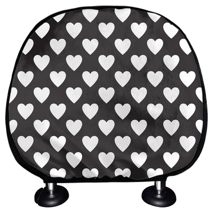 Black And White Heart Pattern Print Car Headrest Covers