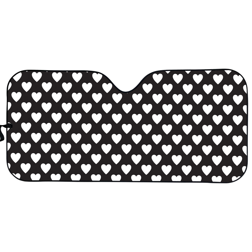 Black And White Heart Pattern Print Car Sun Shade