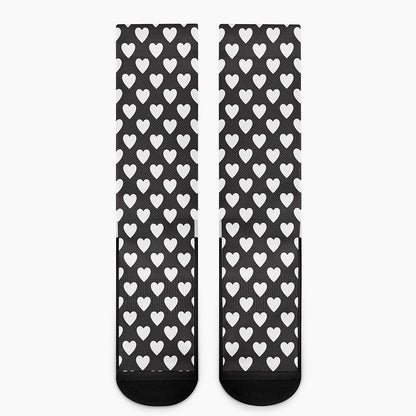 Black And White Heart Pattern Print Crew Socks