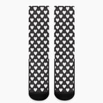 Black And White Heart Pattern Print Crew Socks